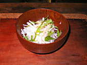 Salad of daikon and mizuna and jako fish
